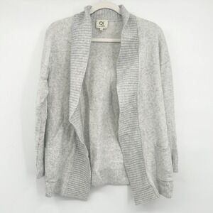 Qi Cashmere Womens Grey Wool Cashmere Blend‎ Open Front Cocoon Cardigan Size S
